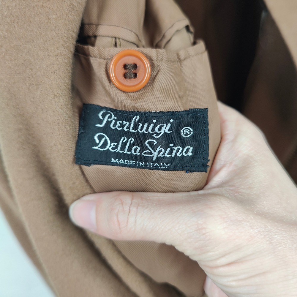 Vintage 90s Pierluigi Della Spina Jacket Mens Large Tan Wool Cashmere Bomber - Picture 8 of 11